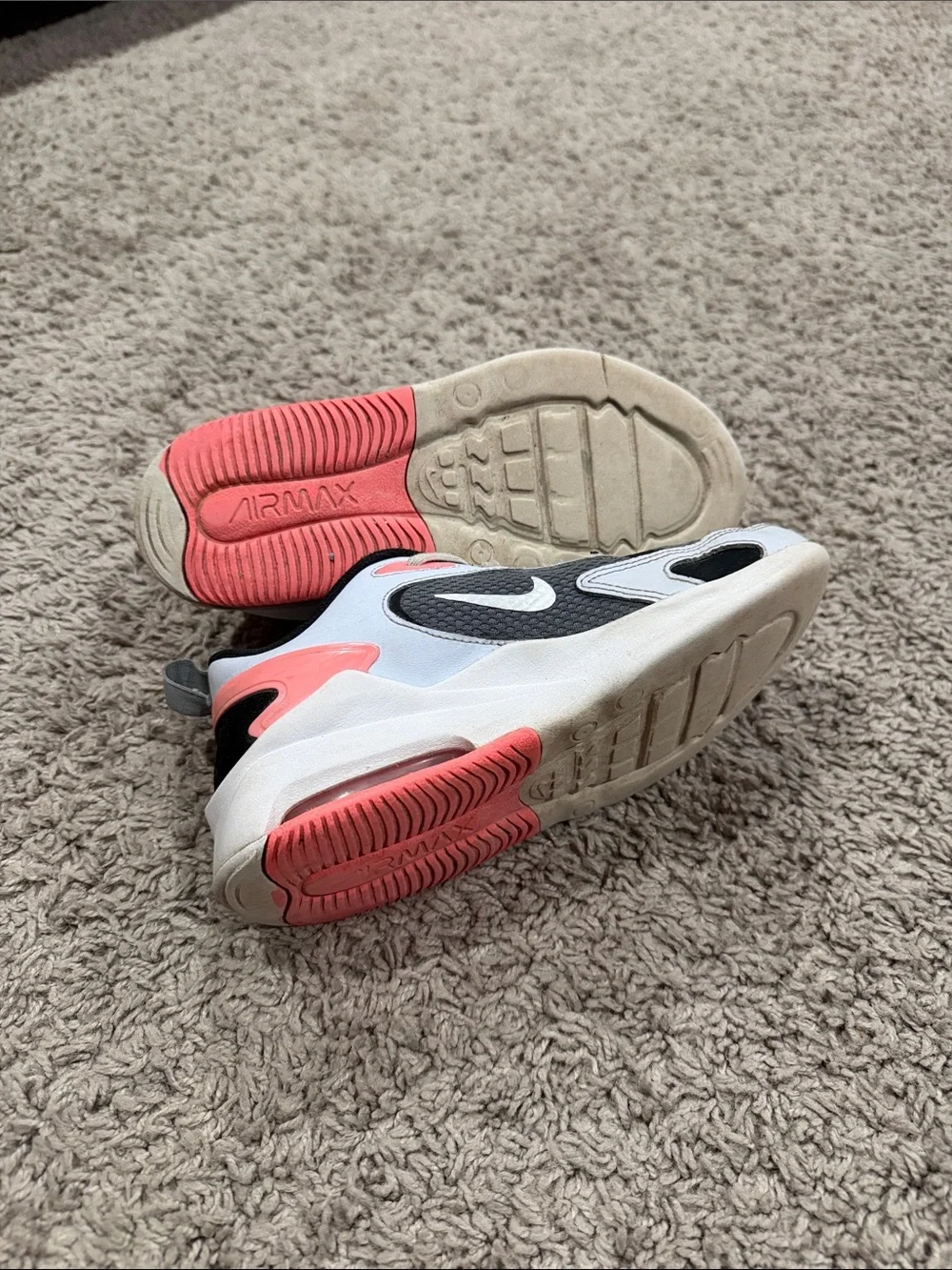 Nike Kids Air Max Sneakers in Gray, Coral & Black